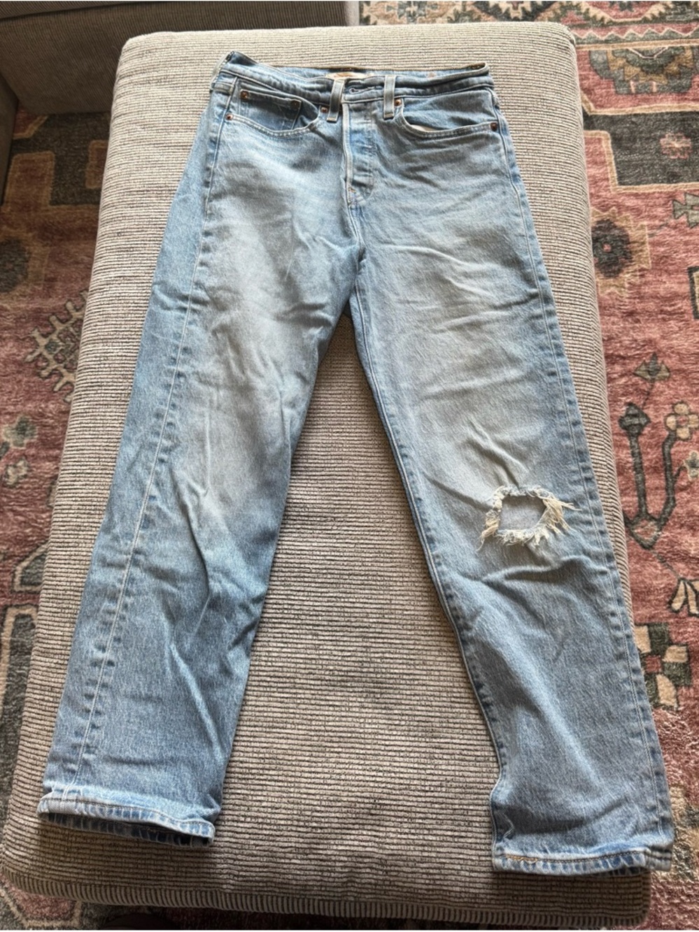 Levi's Light Blue Wedgie Straight Distressed Women's Jeans